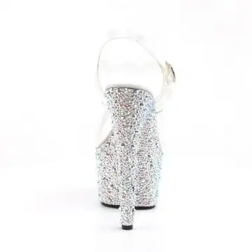 Luxusní stříbrné sexy boty BEJ708MS/C/SRS | BEJEWELED-708MS Pleaser - zezadu