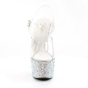 Luxusní stříbrné sexy boty BEJ708MS/C/SRS | BEJEWELED-708MS Pleaser - zepředu