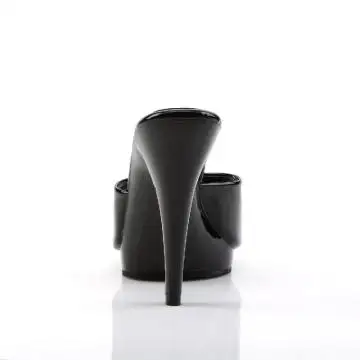Černé pantofle na podpatku a nízké platformě FLA401-2/B/M | FLAIR-401-2 Fabulicious - zezadu