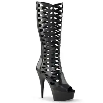 Černé kozačky Pleaser DEL600-42/BPU/M | DELIGHT-600-42 Pleaser