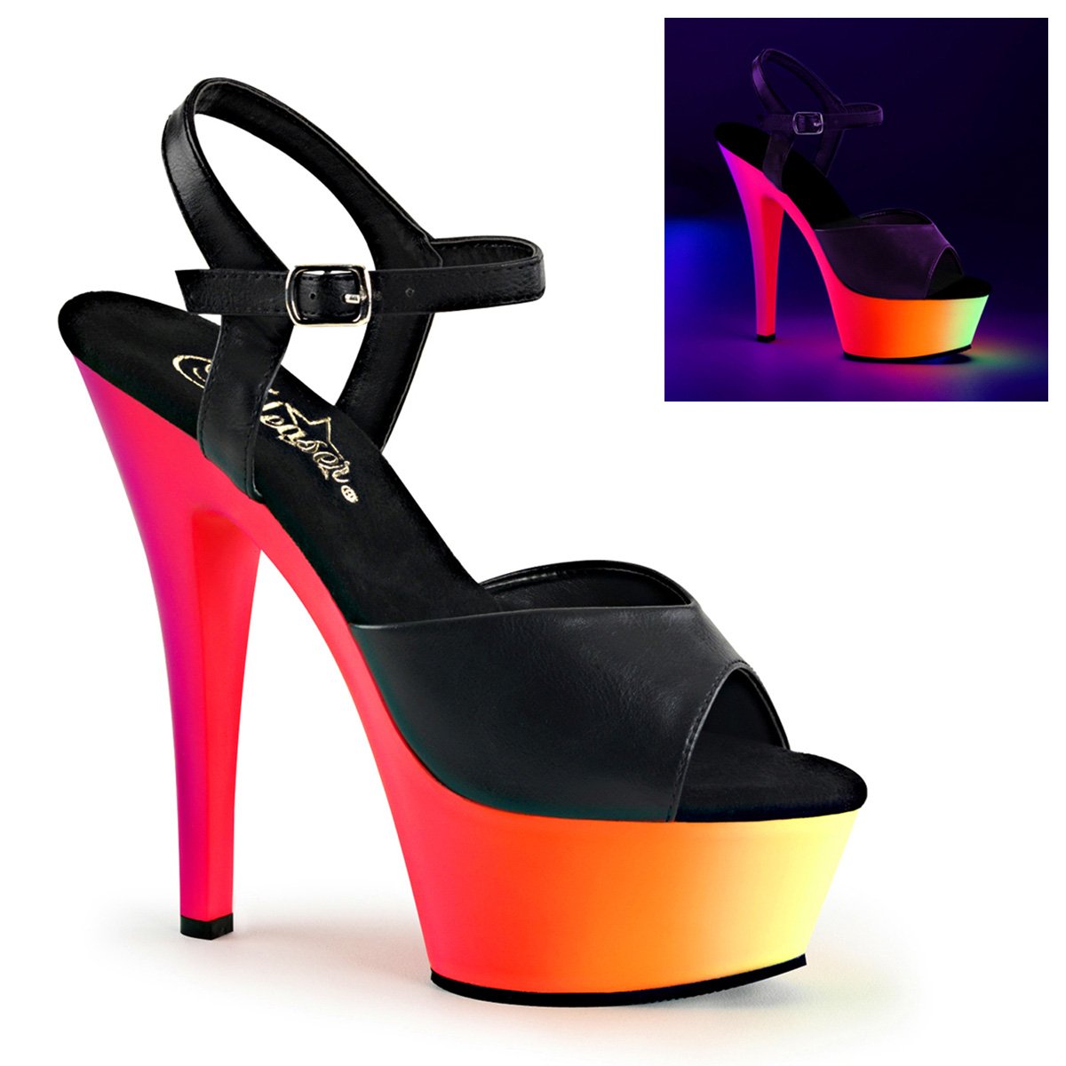 RAINBOW-209UV/BPU/NMC sexy boty svítící pod UV světlem | RAINBOW-209UV Pleaser