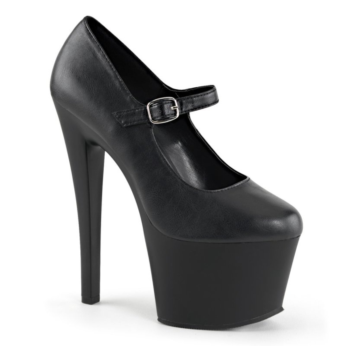Černé matné lodičky na podpatku a platformě SKY387/BPU/M | SKY-387 Pleaser