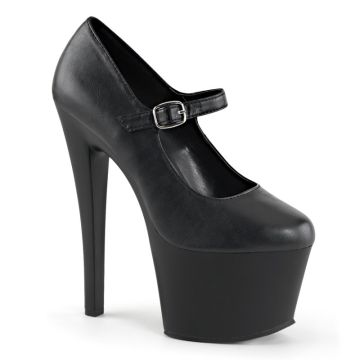 Černé matné lodičky na podpatku a platformě SKY387/BPU/M
