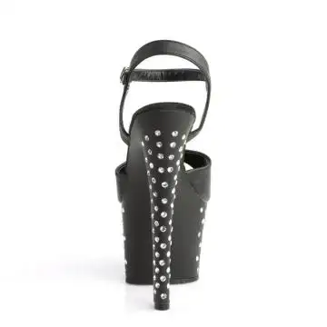 Černé matné luxusní sexy boty s kamínky STDUS709/BPU/M | STARDUST-709 Pleaser - zezadu