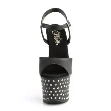 Černé matné luxusní sexy boty s kamínky STDUS709/BPU/M | STARDUST-709 Pleaser - zepředu