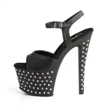 Černé matné luxusní sexy boty s kamínky STDUS709/BPU/M | STARDUST-709 Pleaser - z vnitřku