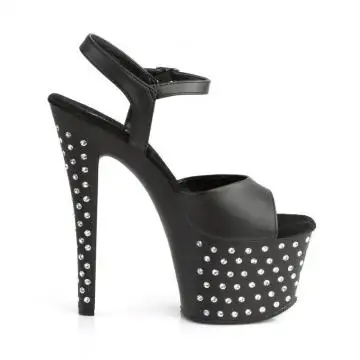 Černé matné luxusní sexy boty s kamínky STDUS709/BPU/M | STARDUST-709 Pleaser - z vnějšku