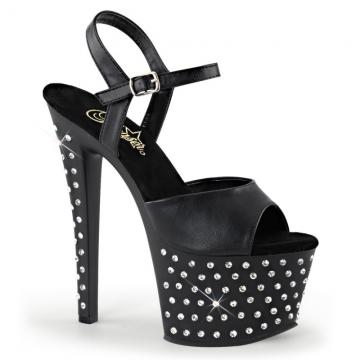 Černé matné luxusní sexy boty s kamínky STDUS709/BPU/M Pleaser