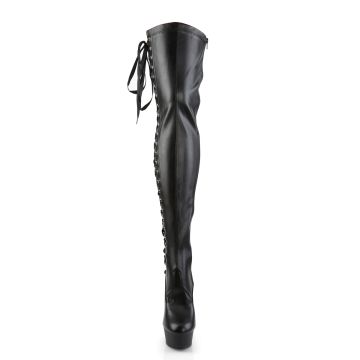 Černé matné erotické kozačky DEL3050/BPU/M | DELIGHT-3050 Pleaser - zepředu Černé matné erotické kozačky DEL3050/BPU/M | DELIGHT-3050 Pleaser - zepředu