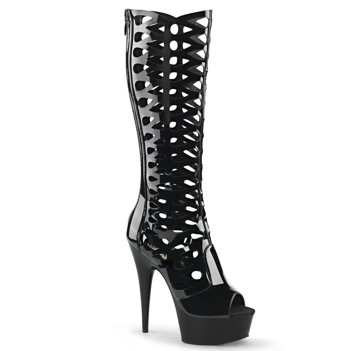 Černé kozačky pod kolena na platformě DEL600-42/B/M Pleaser | DELIGHT-600-42