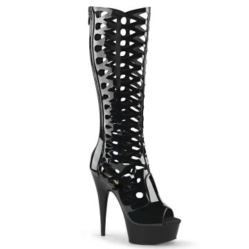 Černé kozačky pod kolena na platformě DEL600-42/B/M Pleaser | DELIGHT-600-42