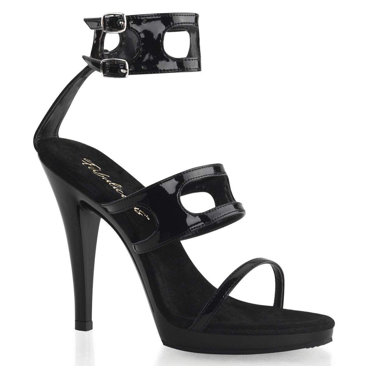 FLAIR-458/B/M Černé páskové sandály na podpatku | FLAIR-458 Fabulicious