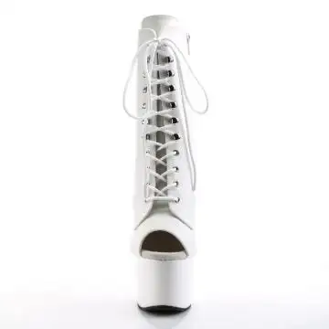 ADO1021/WPU/M Bílé matné kotníčkové kozačky | ADORE-1021 Pleaser - zepředu