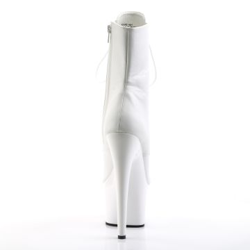 ADO1021/WPU/M Bílé matné kotníčkové kozačky | ADORE-1021 Pleaser - zezadu ADO1021/WPU/M Bílé matné kotníčkové kozačky | ADORE-1021 Pleaser - zezadu