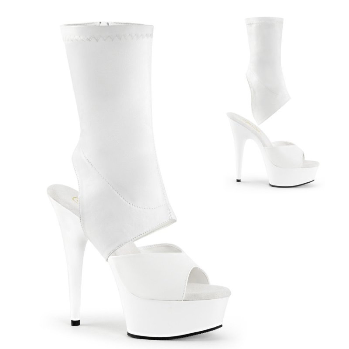 Bílé pantofle s návlekem Pleaser DEL1022/WPU/M | DELIGHT-1022