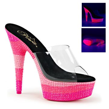 DELIGHT-601UVS | Růžové UV reflexní pantofle Pleaser DEL601UVS/C/NMCHP