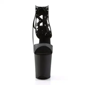 Černé go-go boty se zavazováním na kotníku FLAM800-14/BPU/M | FLAMINGO-800-14 Pleaser - zepředu
