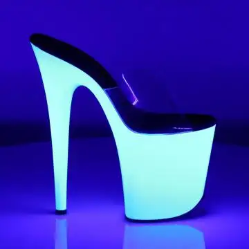 Bílé svítící pantofle FLAM801UV/C/NW Pleaser | FLAMINGO-801UV Pleaser - z vnějšku