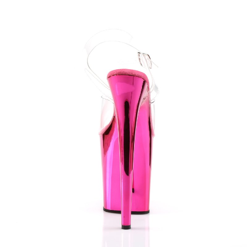 FLAM808/C/HPCH růžové sexy sandály | FLAMINGO-808 Pleaser - zezadu