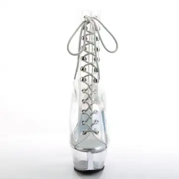 Průhledné kotníkové boty skleněnky Pleaser KISS1016C/C/M | KISS-1016C Pleaser - zepředu