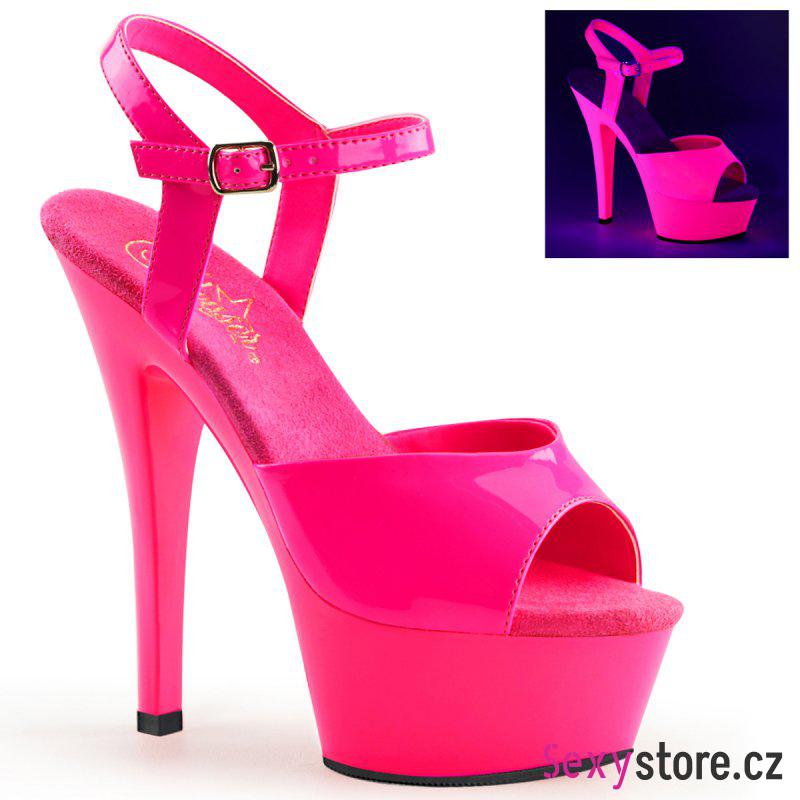 KISS209UV/NHPNK/M růžové svítící sexy boty na vysokém podpatku a platformě