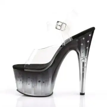 Černé sexy sandály s ozdobnými kamínky STDUS708T/C/B-C | STARDUST-708T Pleaser - z vnitřku