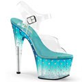 Tyrkysové sexy sandály s ozdobnými kamínky STDUS708T/C/TL-C | STARDUST-708T Pleaser
