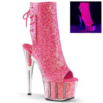Růžové svítící go-go boty s třpytkami ADO1018G/NPNK/M | ADORE-1018G Pleaser