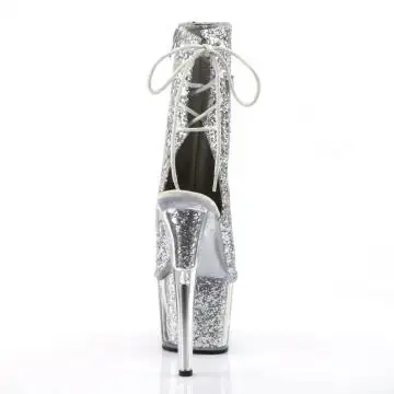 Stříbrné luxusní go-go boty s třpytkami ADO1018G/S/M | ADORE-1018G Pleaser - zezadu