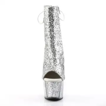 Stříbrné luxusní go-go boty s třpytkami ADO1018G/S/M | ADORE-1018G Pleaser - zepředu