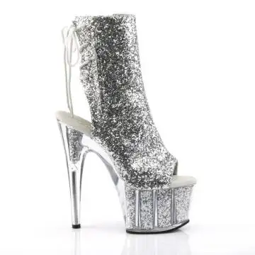 Stříbrné luxusní go-go boty s třpytkami ADO1018G/S/M | ADORE-1018G Pleaser - z vnějšku