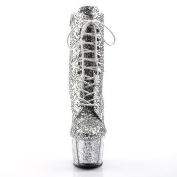 Stříbrné kotníčkové go-go kozačky s třpytkami ADO1020G/S/M | ADORE-1020G Pleaser - zepředu