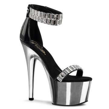 Stříbrné luxusní sandály do nočních podniků ADO769RS/B/SCH | ADORE-769RS Pleaser Stříbrné luxusní sandály do nočních podniků ADO769RS/B/SCH | ADORE-769RS Pleaser