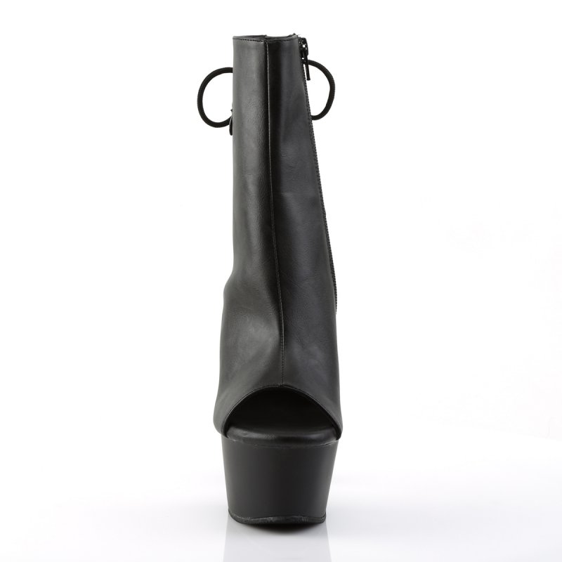 Černé matné go-go kozačky Pleaser ASP1018/BPU/M | ASPIRE-1018 Pleaser - zepředu