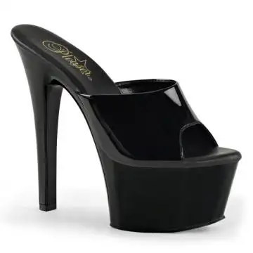 Černé go-go pantofle na vysokém podpatku ASP601/B/M