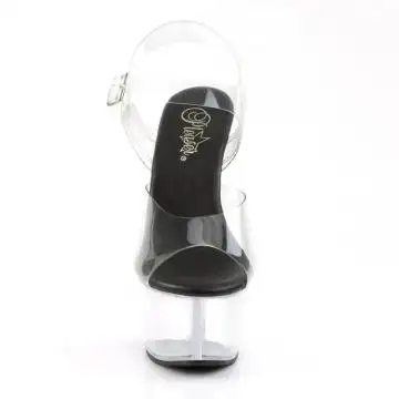 Průhledné sandály na podpatku a platformě ASP608/C-B/C Pleaser | ASPIRE-608 Pleaser - zepředu