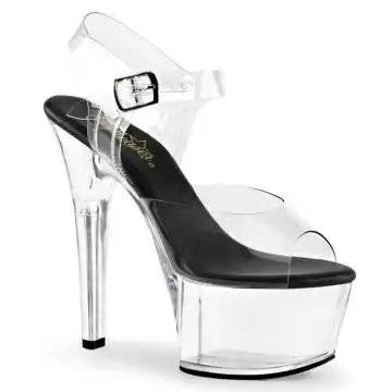 Průhledné sandály na podpatku a platformě ASP608/C-B/C Pleaser | ASPIRE-608 Pleaser