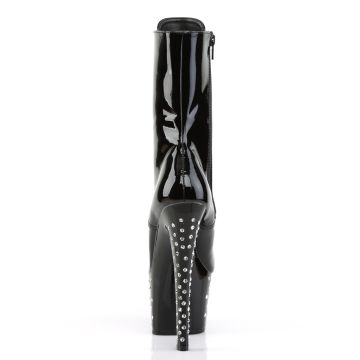Černé luxusní kozačky Pleaser STDUS1020-7/B/M s kamínky | STARDUST-1020-7 Pleaser - zezadu Černé luxusní kozačky Pleaser STDUS1020-7/B/M s kamínky | STARDUST-1020-7 Pleaser - zezadu