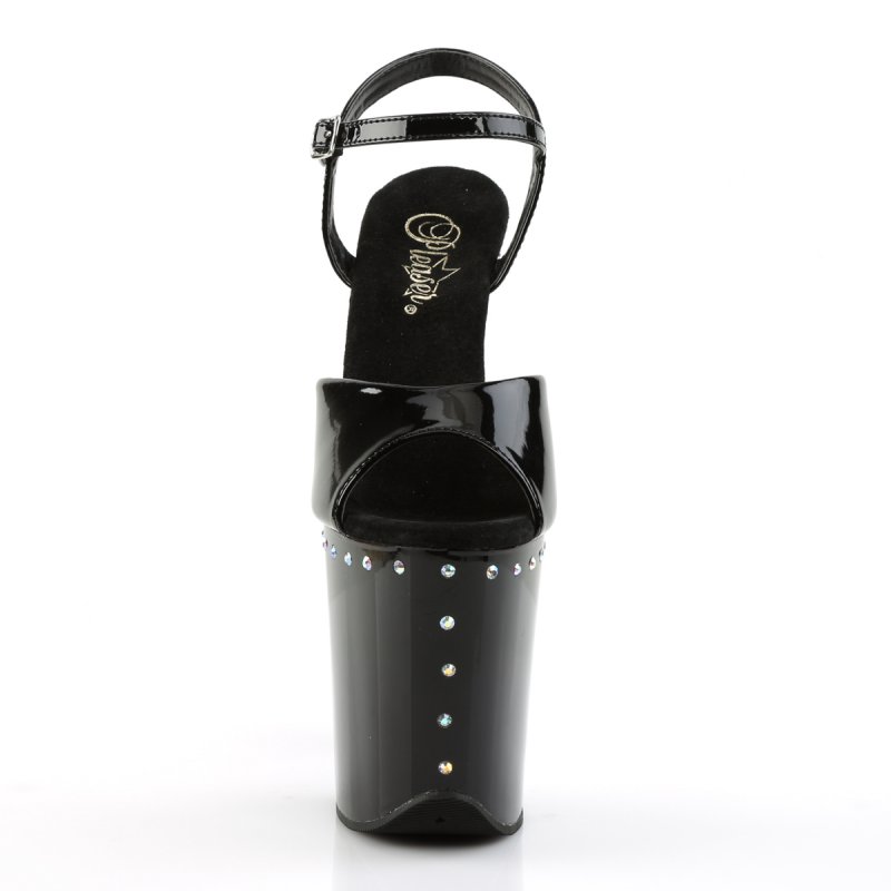 FLAMINGO-809ABLS/B/M černé sexy sandály | FLAMINGO-809ABLS Pleaser - zepředu