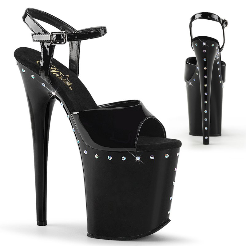 FLAMINGO-809ABLS/B/M černé sexy sandály | FLAMINGO-809ABLS Pleaser
