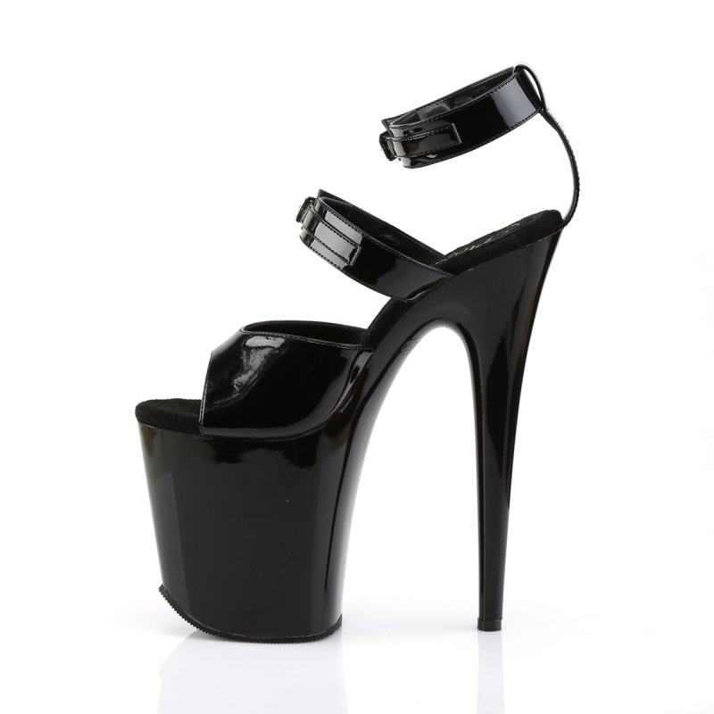 Černé sandály na extra vysokém podpatku Pleaser FLAM885/B/M | FLAMINGO-885 Pleaser - z vnitřku