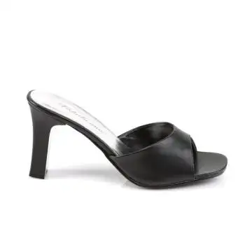 ROM301-2/B/PU Černé pantofle | ROMANCE-301-2 Fabulicious - z vnějšku