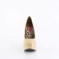 Krémové lesklé dámské sexy lodičky na platformě TEE06W/CR | TEEZE-06W Pleaser Pink Label - zepředu