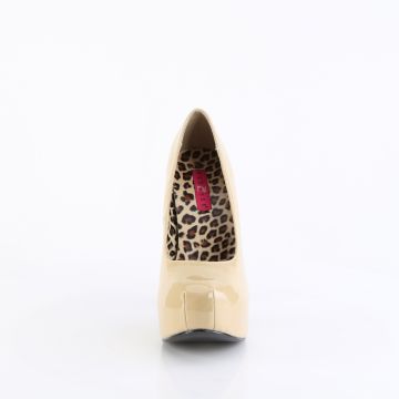 Krémové lesklé dámské sexy lodičky na platformě TEE06W/CR | TEEZE-06W Pleaser Pink Label - zepředu