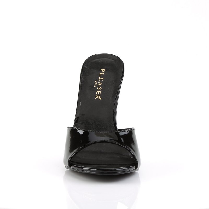 Černé erotické pantofle CLAS01/B | CLASSIQUE-01 Pleaser - zepředu