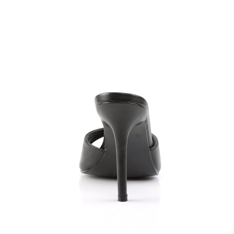 Černé matné erotické pantofle CLAS01/BPU | CLASSIQUE-01 Pleaser - zezadu