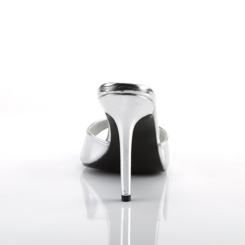 Stříbrné sexy pantofle CLAS01/SMPU | CLASSIQUE-01 Pleaser - zezadu