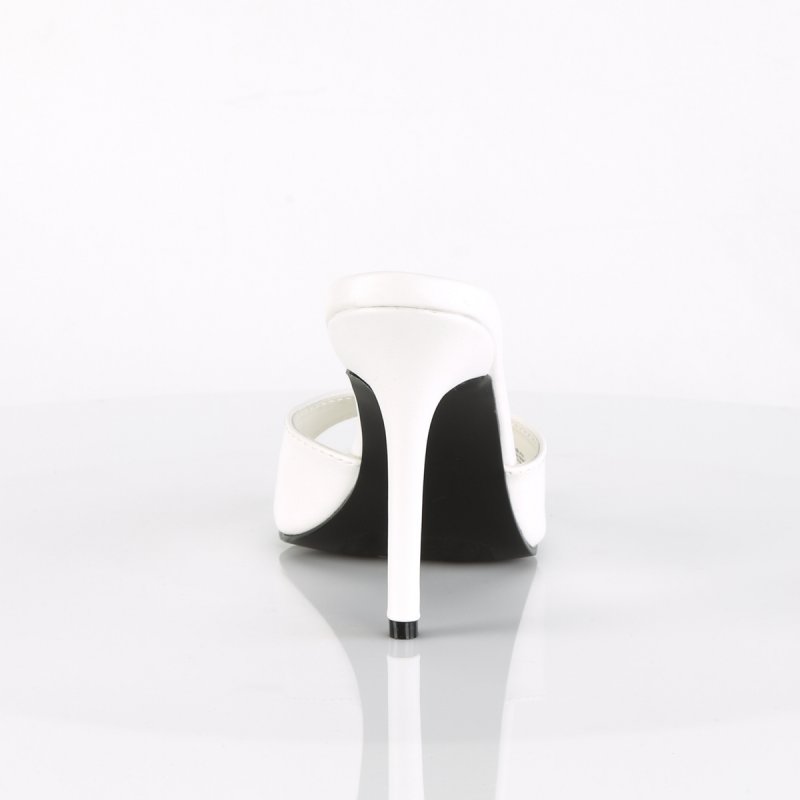 Bílé svatební pantofle na jehle CLAS01/WPU | CLASSIQUE-01 Pleaser - zezadu