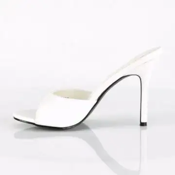 Bílé svatební pantofle na jehle CLAS01/WPU | CLASSIQUE-01 Pleaser - z vnitřku