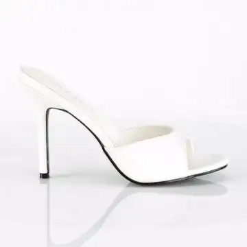 Bílé svatební pantofle na jehle CLAS01/WPU | CLASSIQUE-01 Pleaser - z vnějšku